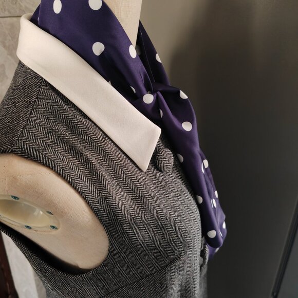 Self-portrait Gray checkered scarf, gray dress - Picture 6 of 11